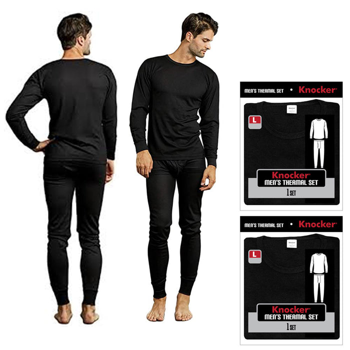 2 Sets Mens Thermal Underwear Long Sleeve Shirt Pajama Pants Warm