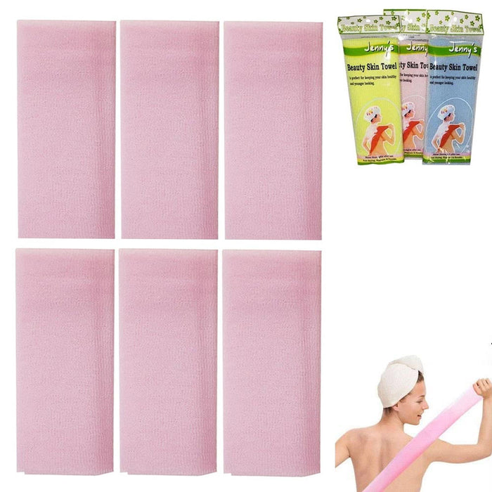 6 New Japanese Beauty Skin Cloth Exfoliating Body Nylon Wash Towel Bath Scrubber