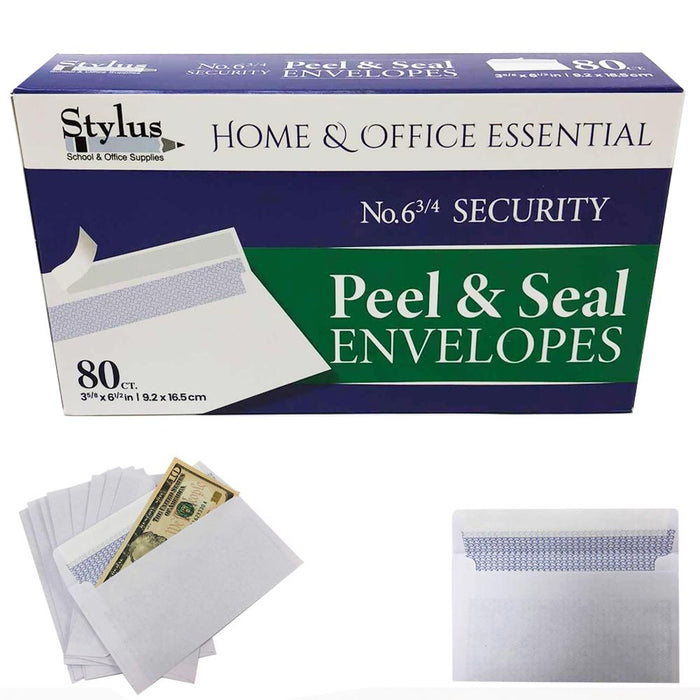 80 Self Seal White Envelopes Letter Mailing Shipping Security Mail Peel 6 3/4