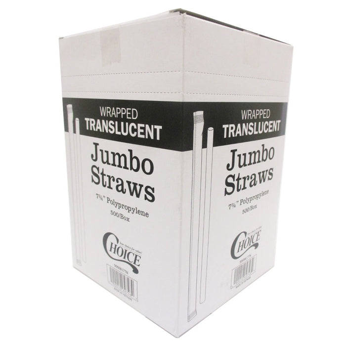Choice 7 3/4 Jumbo Clear Wrapped Straw - 500/Box