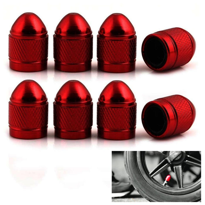 8 Red Aluminum Metal Valve Universal Air Caps Tire Wheel Stem Car Truck Suv New