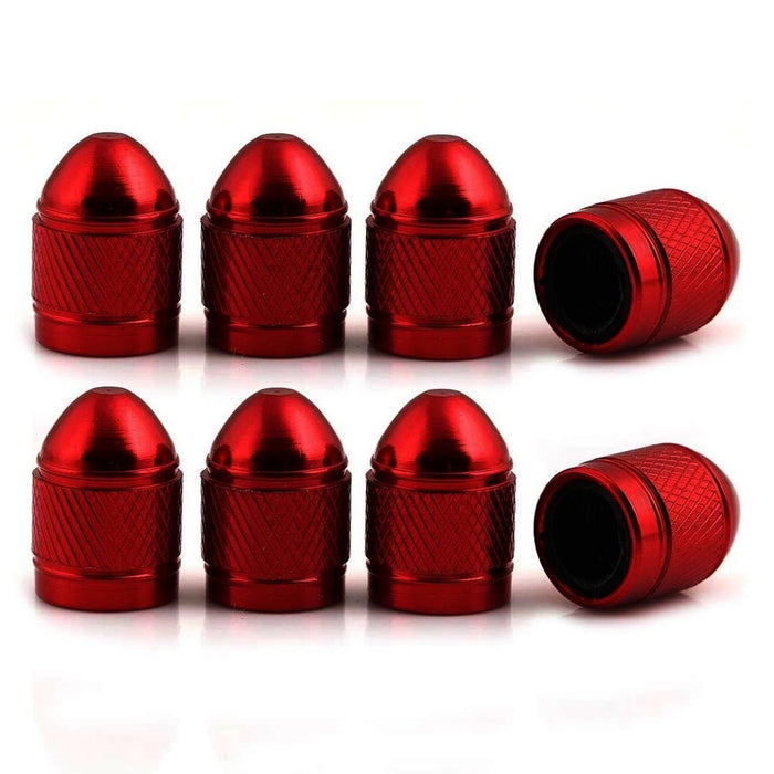 8 Red Aluminum Metal Valve Universal Air Caps Tire Wheel Stem Car Truck Suv New