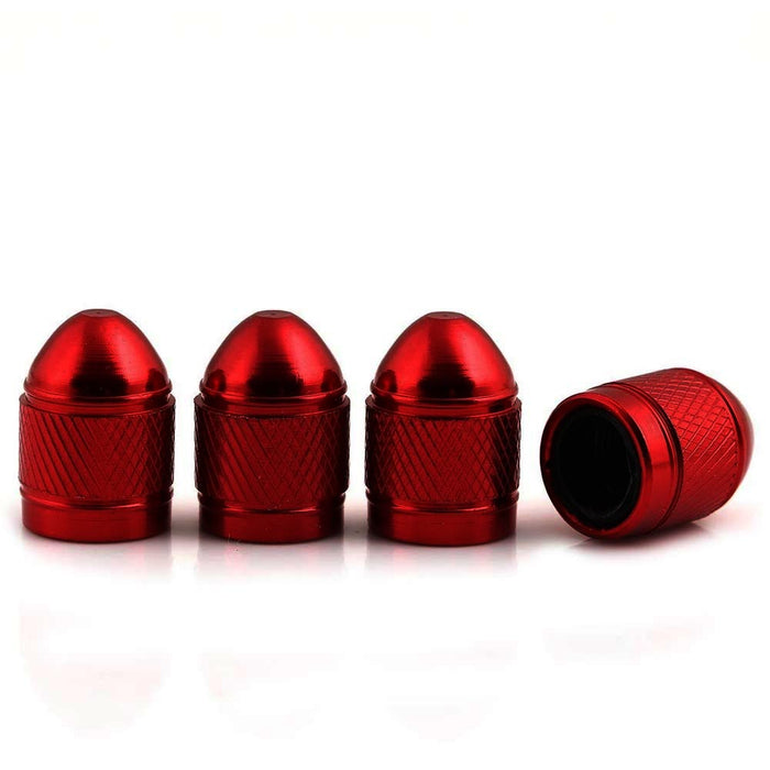 4 New Red Aluminum Metal Valve Air Caps Tire Wheel Stem Car Truck Suv Universal