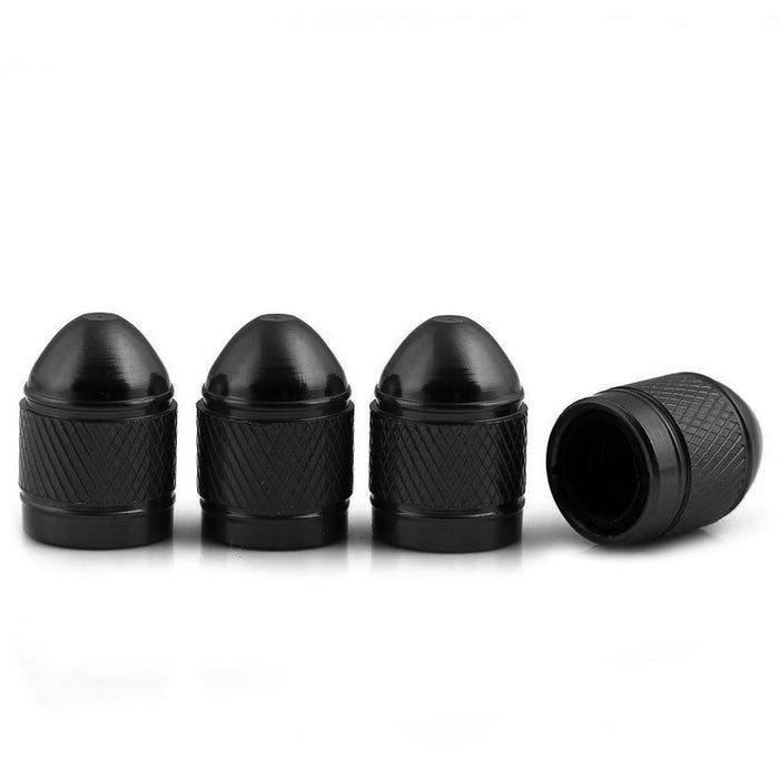 4 Black Aluminum Metal Tire Valve Wheel Stem Air Caps Universal Truck Suv Car