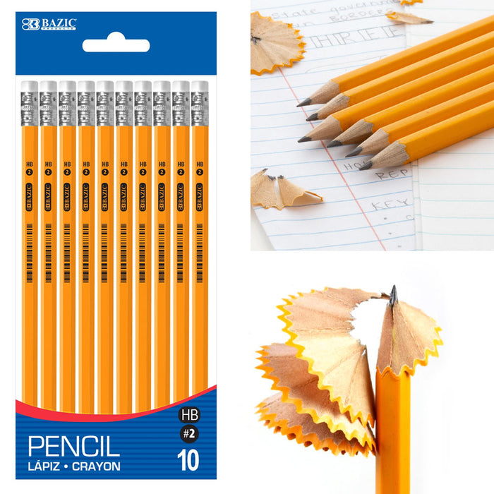 30 Ct Yellow Pencils Wood Cased Unsharpened Eraser Graphite #2 HB School Exam