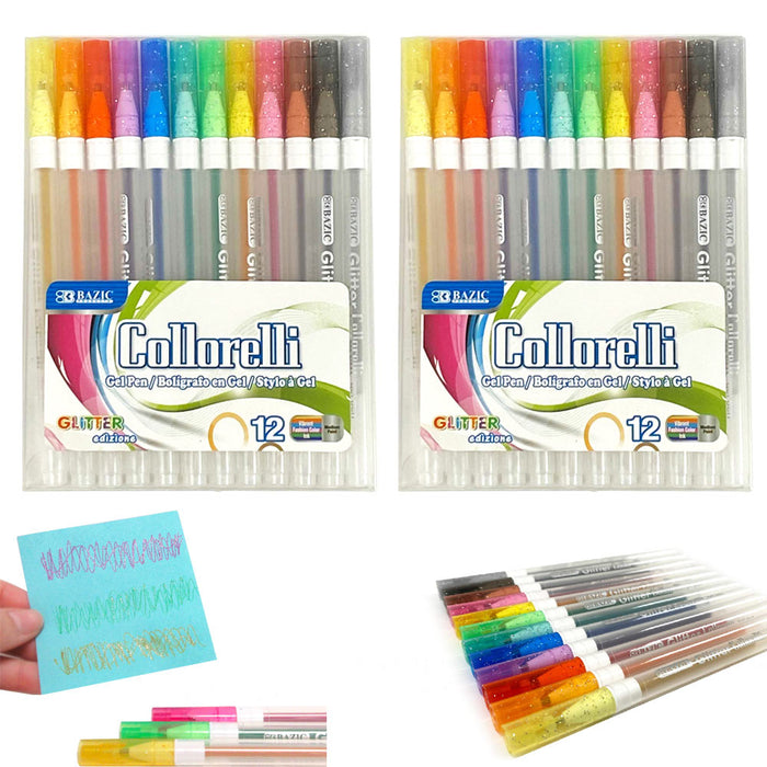 24 PC Neon Pastel Colored Gel Pens Set Art School Sketch Drawing
