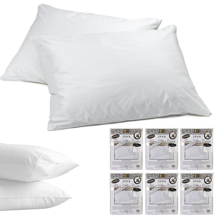 12 Pack Premium Fabric Zippered Pillow Cover Luxurious Bed Bug Protector Case