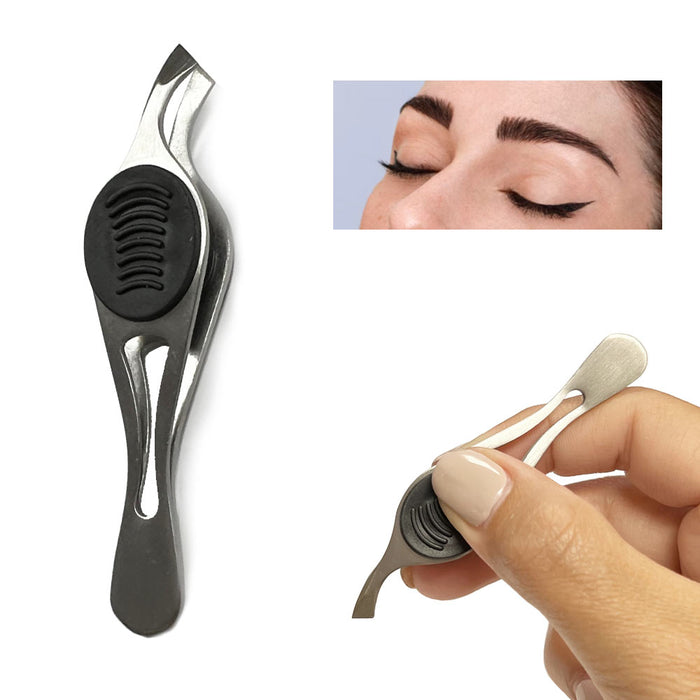 Slant Tip Angled Tweezers Eyebrow Refine Wide Grip Stainless Steel Precision Tip