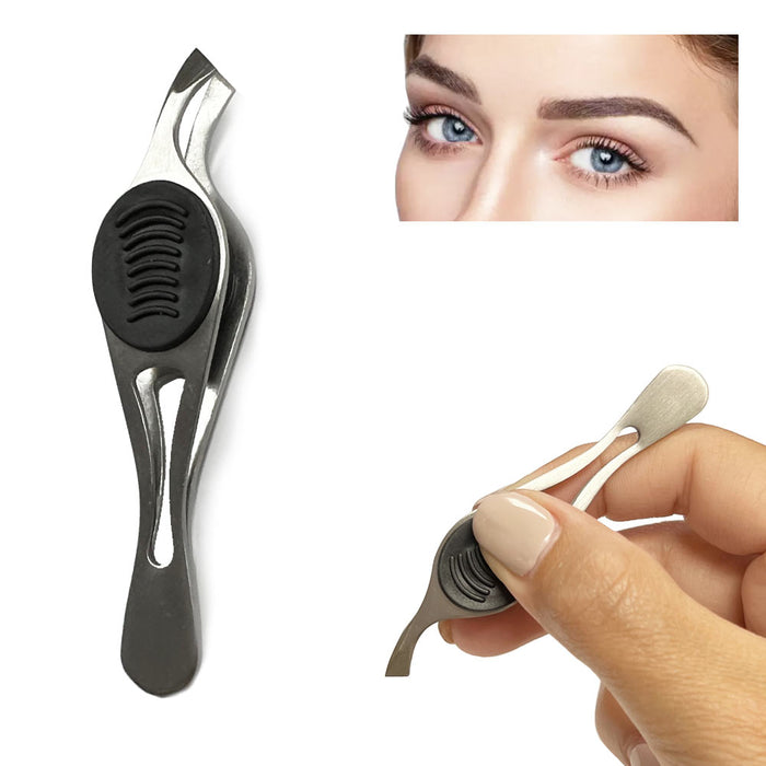 Slant Tip Angled Tweezers Eyebrow Refine Wide Grip Stainless Steel Precision Tip