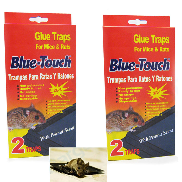 4 Mouse Traps Sticky Glue RAT Mice Trap Disposable Boards Pest Baited Tray 8x4.5