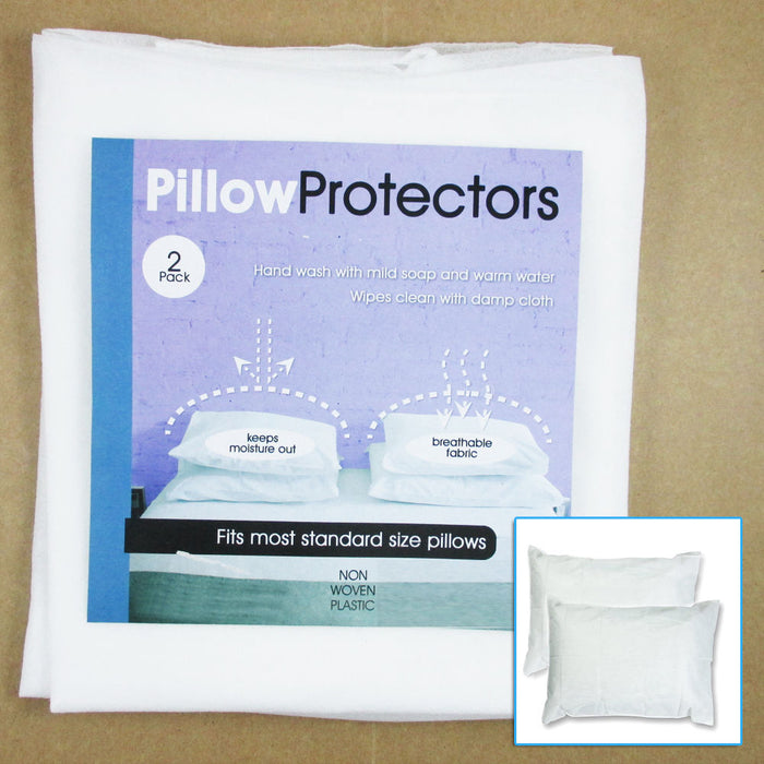 Set Of 2 Pillow Protector Cover Standard Size Pillowcase Soft Fabric Bedding New