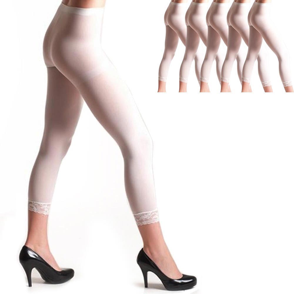 Women Seamless Plus One Size Footless Stretch Yoga Pants Capri Leggings  Beige