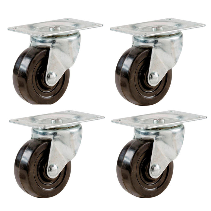 4 Pack Heavy Duty Caster Set Swivel Wheels  Brake Non Skid No Mark Castors 1.5"