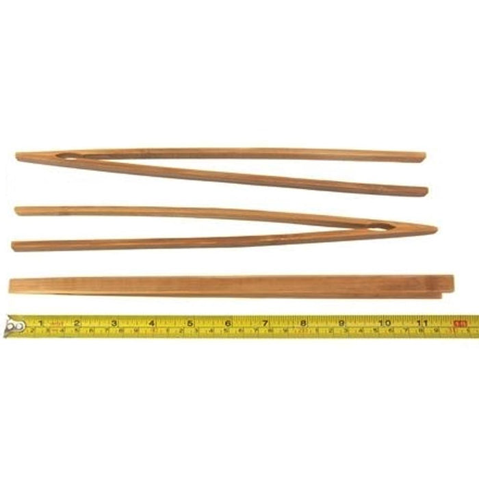 6 Bamboo Toast Tongs 12" Wooden Straight Arm Bread Bagel Fruit Toaster Kitchen