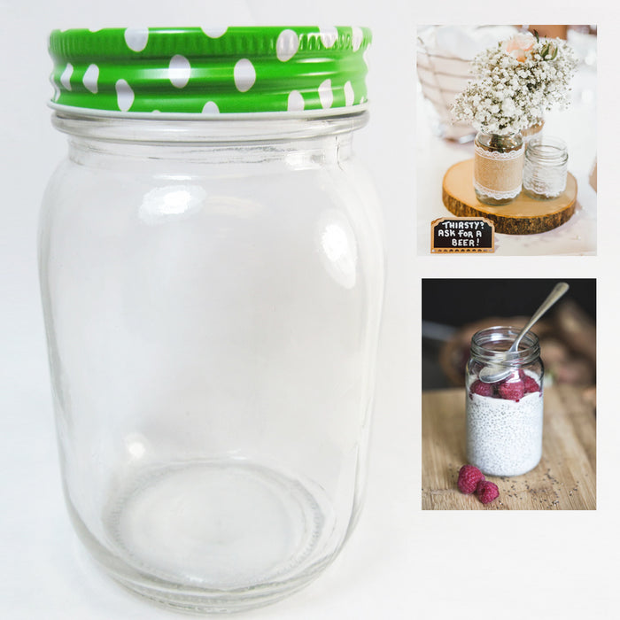 10 Pack Clear Mason Jars 750 ml Wide Mouth Glass Lids Jelly Crafts