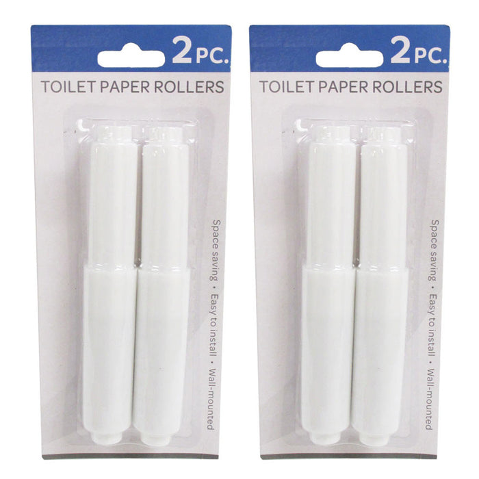 White Toilet Paper Holder Spring Loaded Roller Replacement - Two Pack
