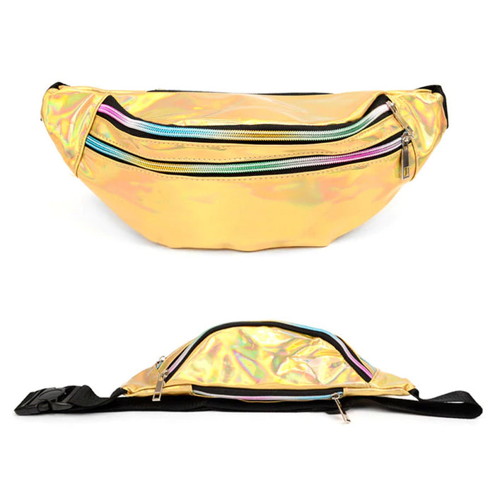 Shiny Fanny Pack Adjustable Belt Waist Bag Hip Rave Festival Hologram Bum Travel