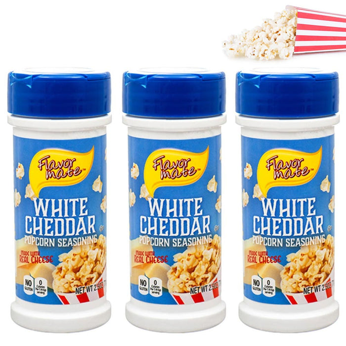 3 Popcorn Seasoning White Cheddar 0 Calories Real Cheese No Gluten Veggies 2.5oz