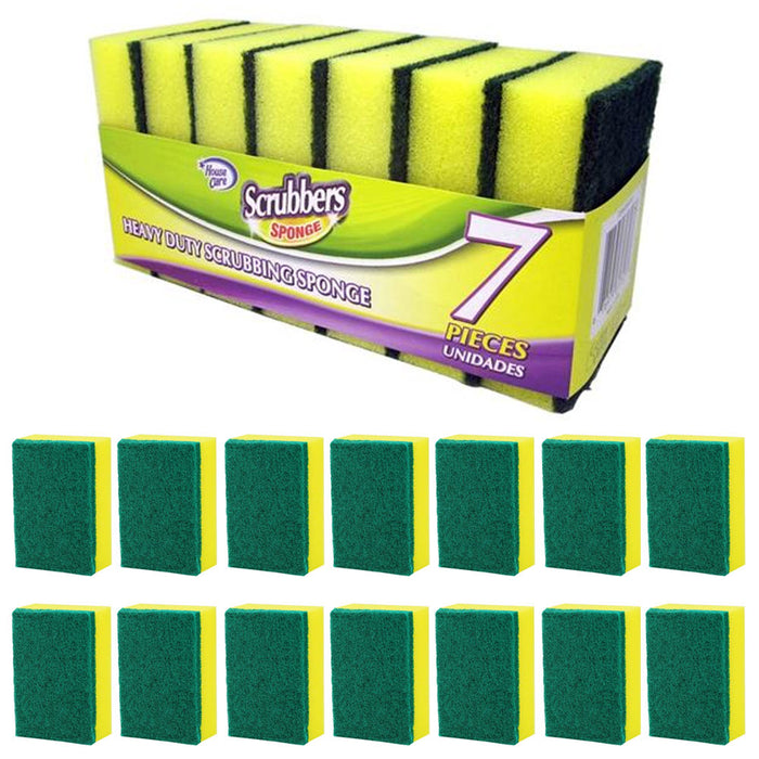 14 Heavy Duty Scrub Sponges Stands Up to Stuck-on Grime Stains Removing Kitchen