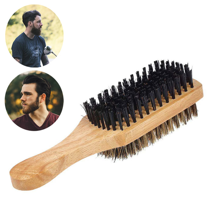 Men's Beard Brush Boar Bristles Firm Soft Styling Grooming Wooden Comb Traveling