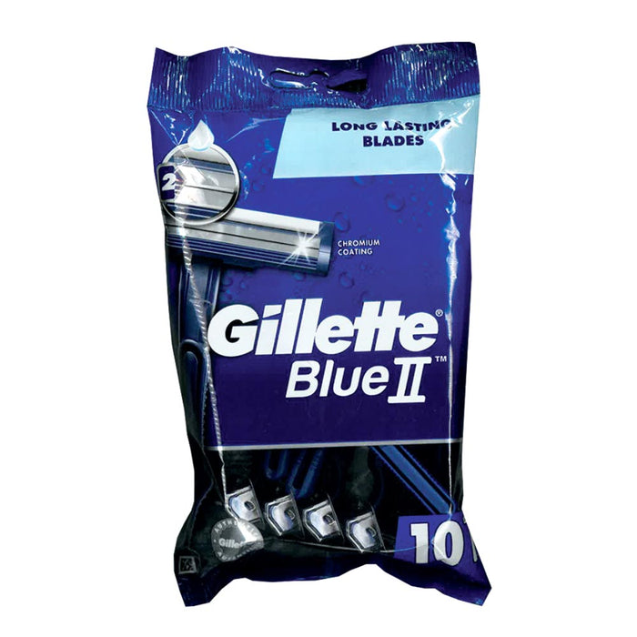 10 Gillette Blue II Razors Men's Disposable Twin Blades Rastrillo Remover Shaver