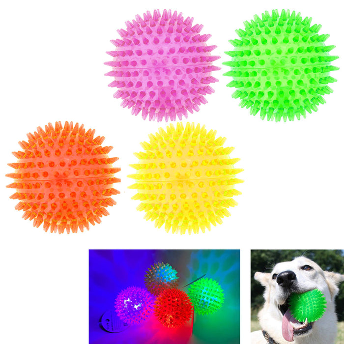 Glowing Ball Dog Light Up Toy Led Flashing Interactive Rubber Ballsb Dog  Chew Toys Teeth Cleaning Toys For Small Large Dogs