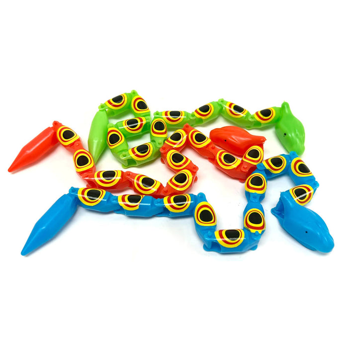 Set of 12 Wiggle Snake Toys Jointed Plastic Snakes Wiggly Birthday Party Favor