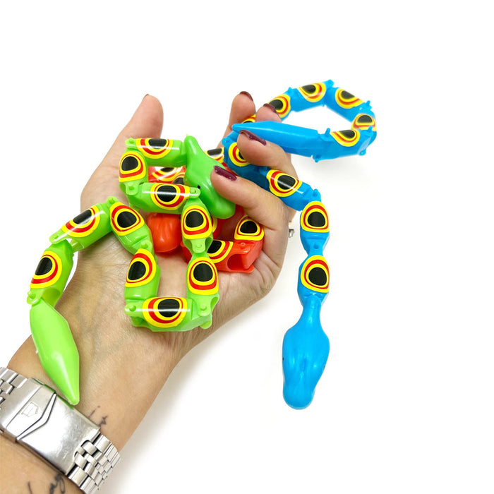 Set of 12 Wiggle Snake Toys Jointed Plastic Snakes Wiggly Birthday Party Favor