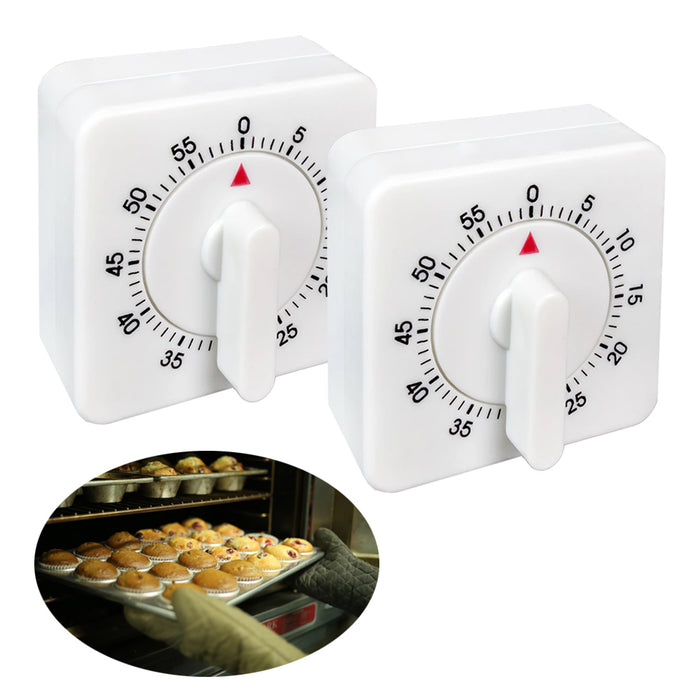 2PC Long Ring Bell Alarm Loud 60-Minute Kitchen Cooking Wind Up Timer Mechanical