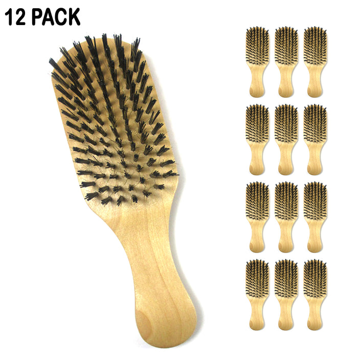 12 Pack Men Boar Hair Bristle Beard Mustache Brush Soft Hard Palm Wood Handle