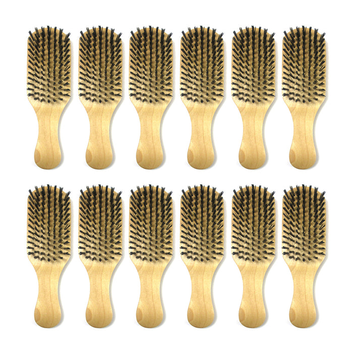 12 Pack Men Boar Hair Bristle Beard Mustache Brush Soft Hard Palm Wood Handle