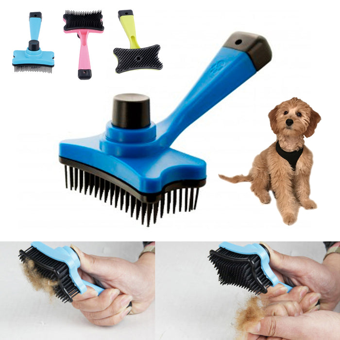 2 Pc Pet Brush Set Self Cleaning Sliding Dog Nail Clippers Comb Reduces Shedding