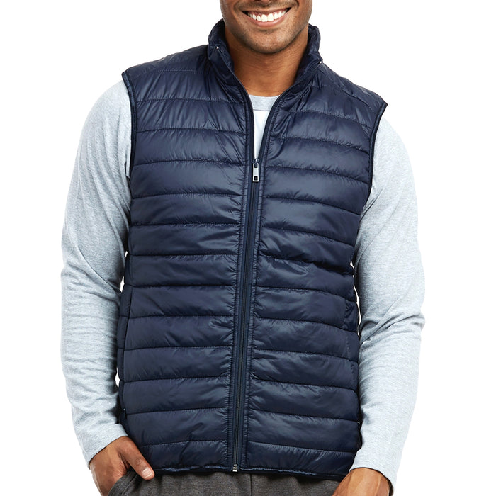 Men's Vest Lightweight Water-Resistant Bubble Puffer Zipper Winter Warm Navy XL