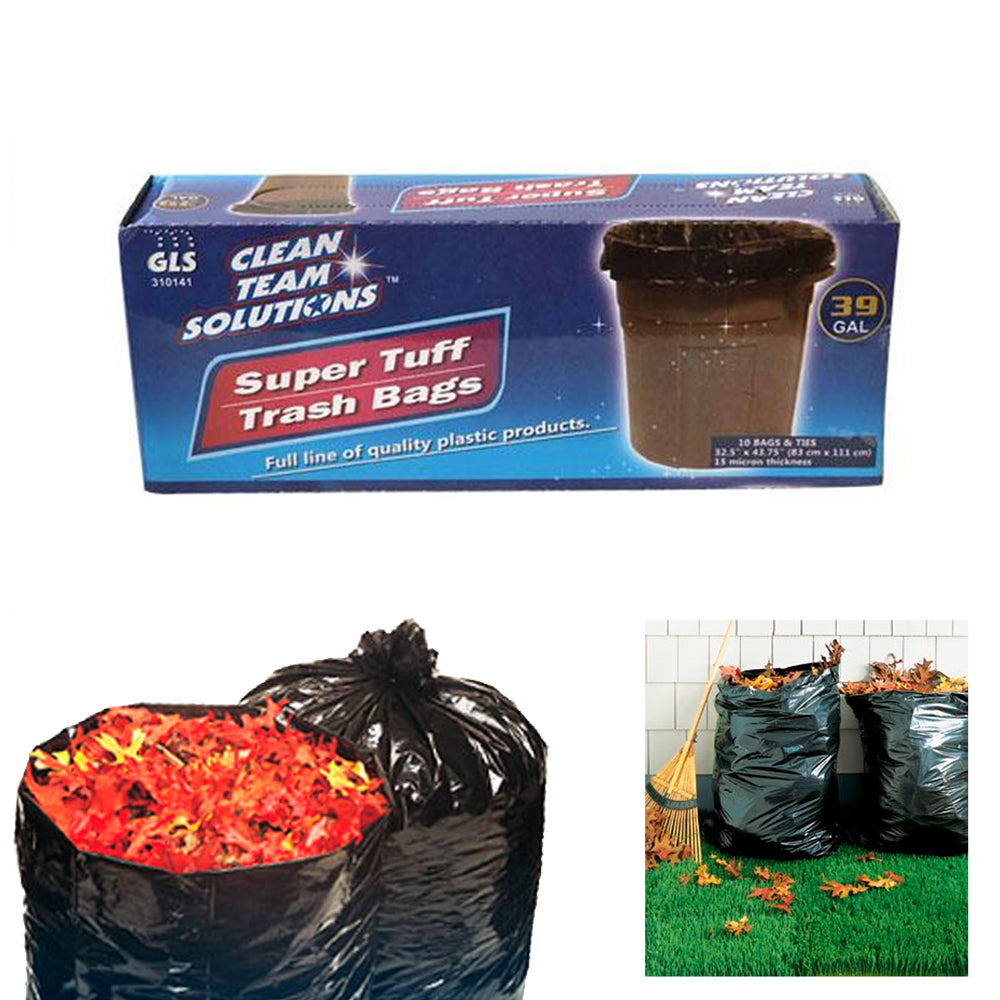 10 Pack Heavy Duty Trash Bags 39 Gallon Lawn Leaf Strong Garbage