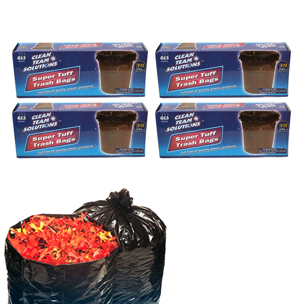 10pc Lawn Leaf Trash Bags 39 Gallon Capacity Strong Grass Garden Multi Use Black