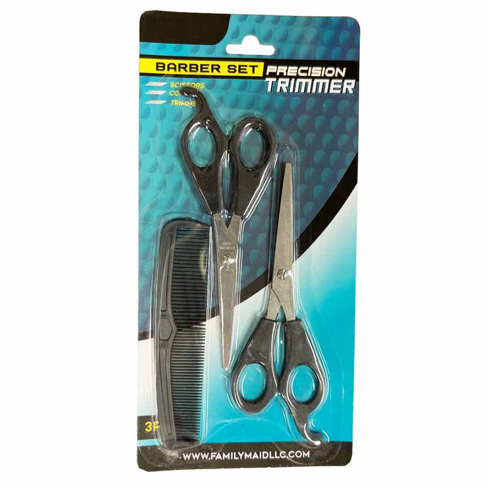 3 Pc Hair Cutting Barber Set Shears Professional Scissors Trimmer Comb Haircut