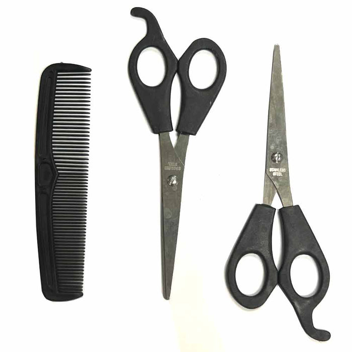 3 Pc Hair Cutting Barber Set Shears Professional Scissors Trimmer Comb Haircut