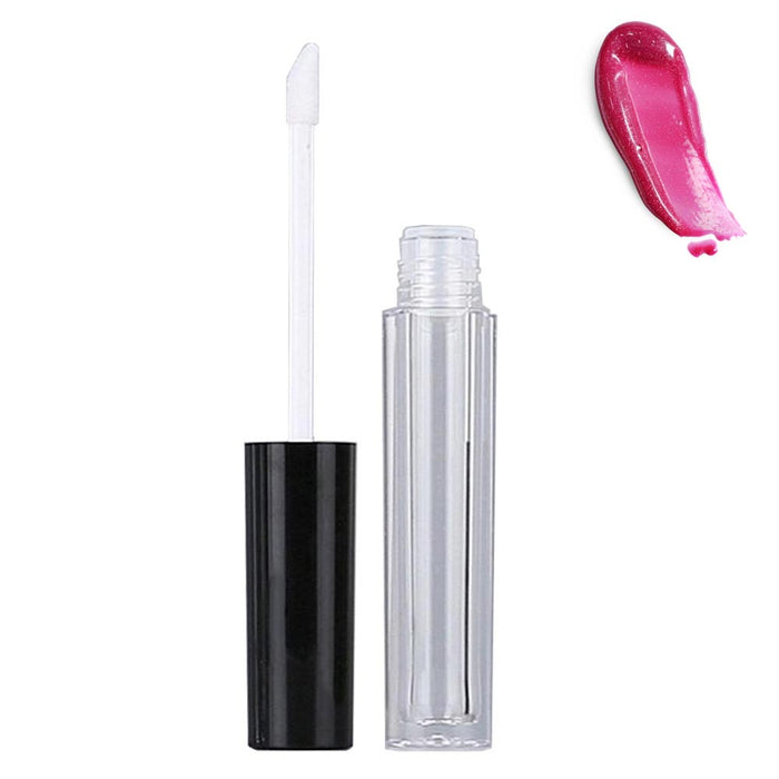 10 Empty Lip Gloss Black Lid Lipstick Balm Clear Containers Tip Applicator 10ml