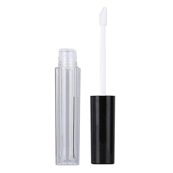 10 Empty Lip Gloss Black Lid Lipstick Balm Clear Containers Tip Applicator 10ml