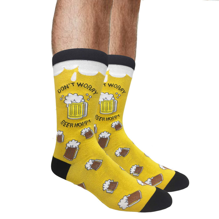 2 Pairs Novelty Beer Socks Funny Unisex Fashion Crew Silly Dress Casual Socks