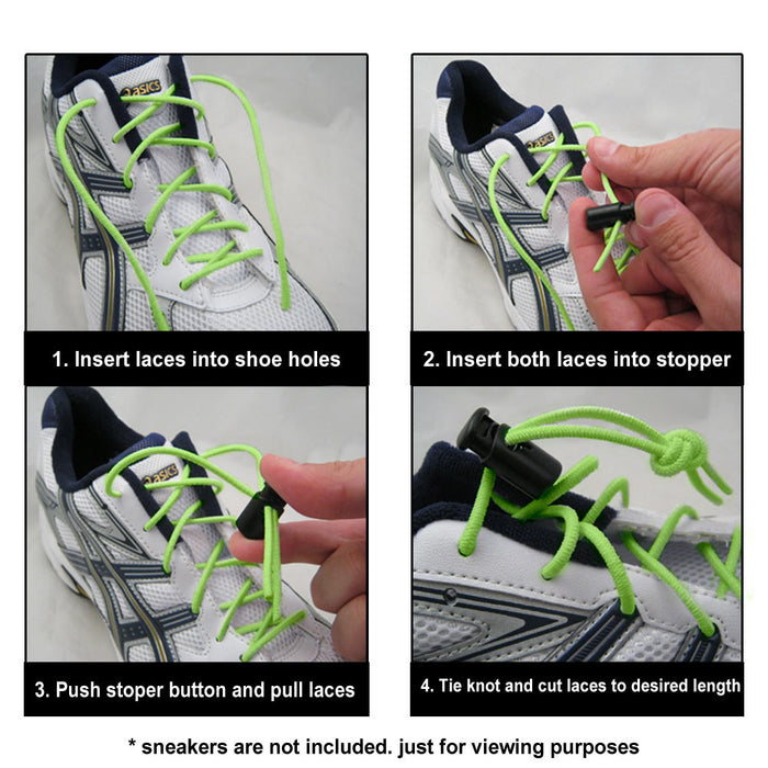 3 No Tie Elastic Shoelace Lock Laces Shoe Strings Fastening Locking To ...