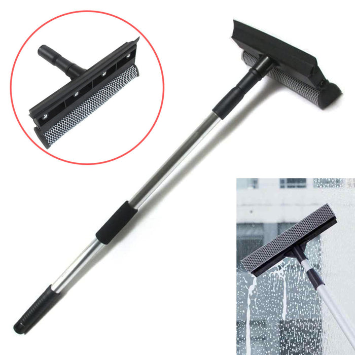 Extendable Window Cleaner Telescopic Squeegee Wiper Long Handle Washer Scrubber