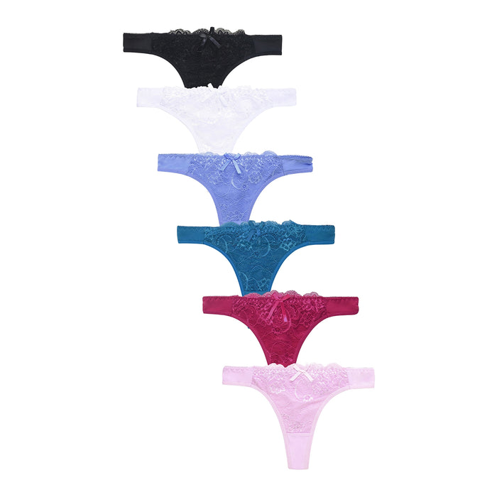 6 Womens Lace Thong Panty Briefs Underwear Panties Floral Cotton Sexy Lingerie