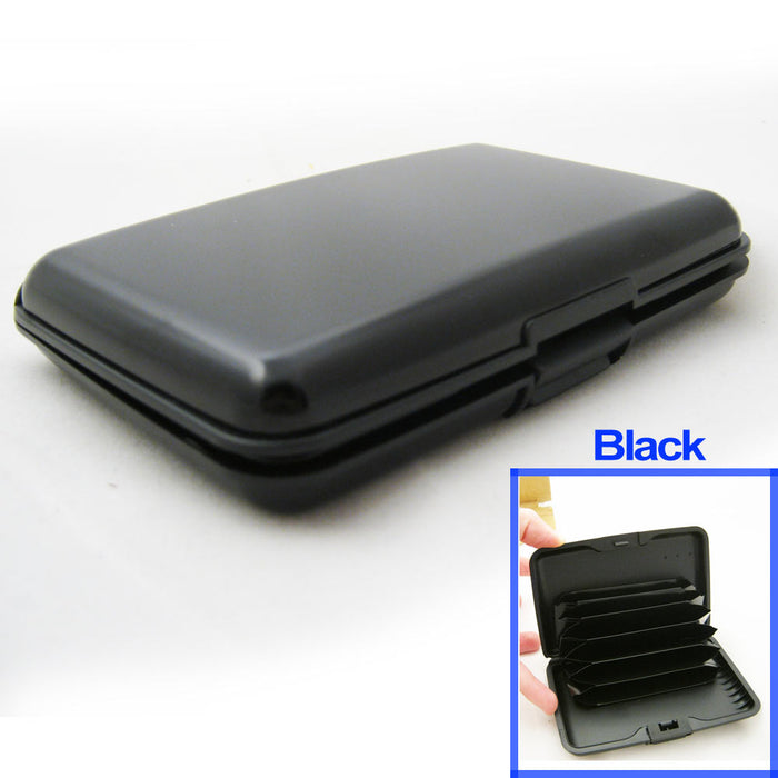 RFID Blocking Hard Case Credit Card Wallet ID Holder Business Aluminum Blk Sil !