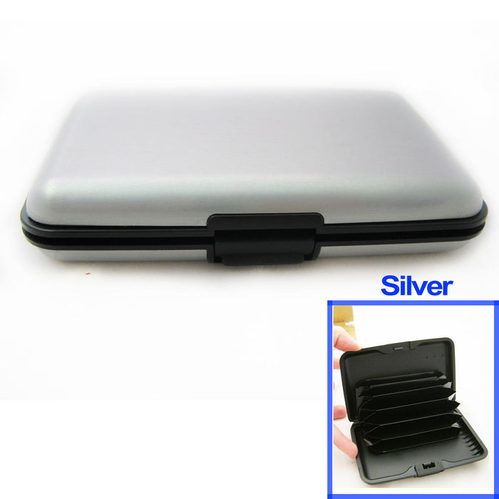 RFID Blocking Hard Case Credit Card Wallet ID Holder Business Aluminum Blk Sil !