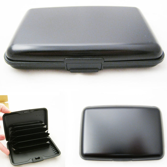 RFID Blocking Hard Case Credit Card Wallet ID Holder Business Aluminum Blk Sil !