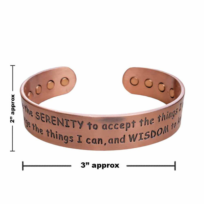 Pure Copper Cuff Bracelet Serenity Prayer Magnetic Healing Arthritis Pain Relief