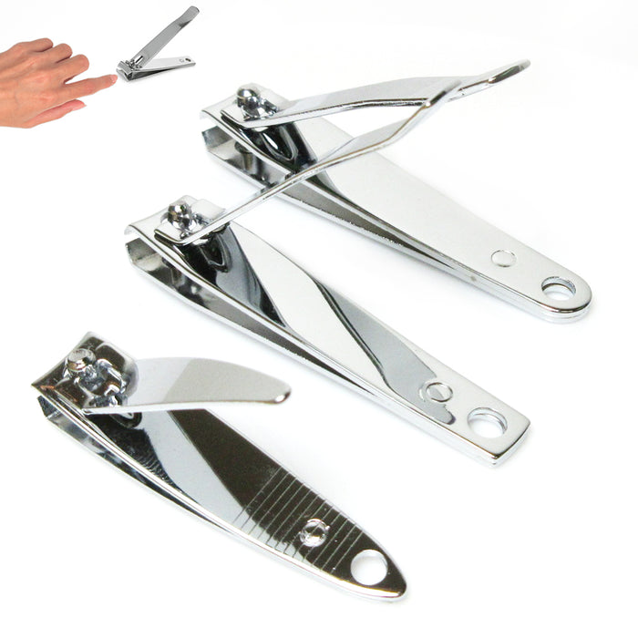 3 PCS Stainless Steel Toe Nail Clippers Curved Cut Style Manicure Pedicure Tools