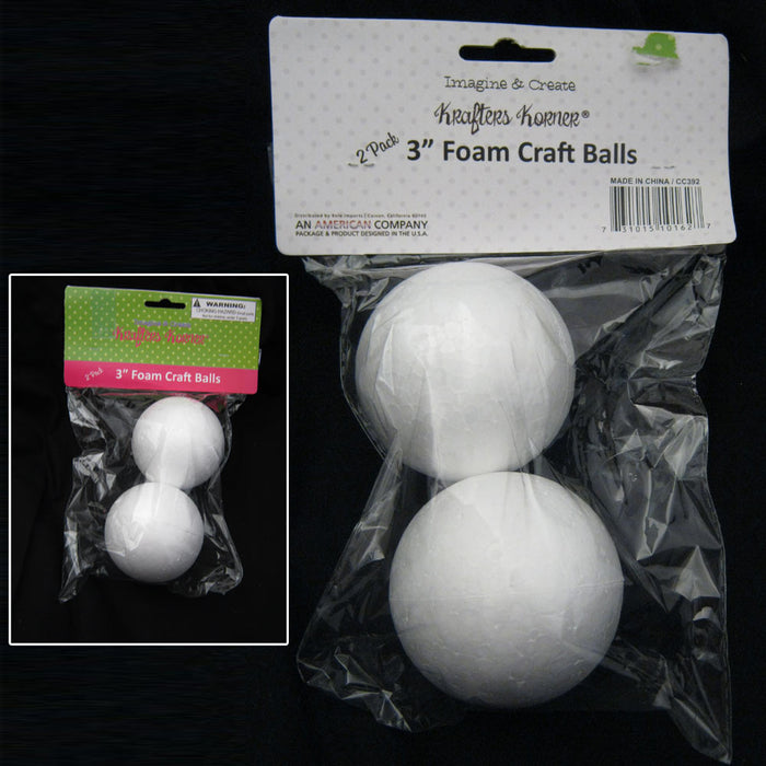 Styrofoam Balls, 2 Inch, 12 Per Pack, 3 Packs