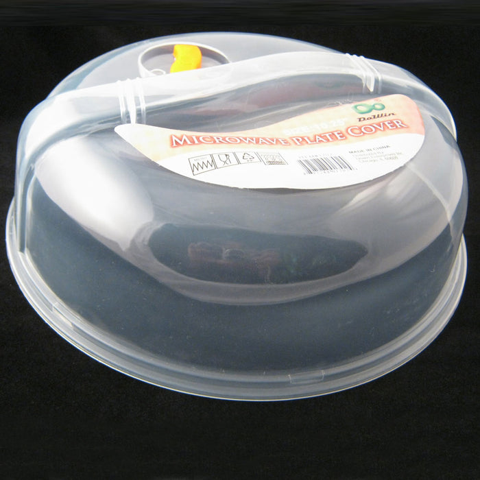 Plastic Microwave Plate Cover Clear Steam Vent Splatter Lid 10.25" Food Dish New